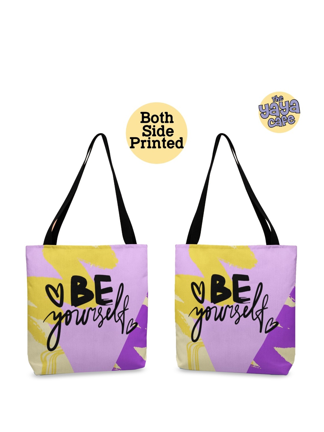 

THEYAYACAFE Typography Printed Shopper Tote Bag, Yellow