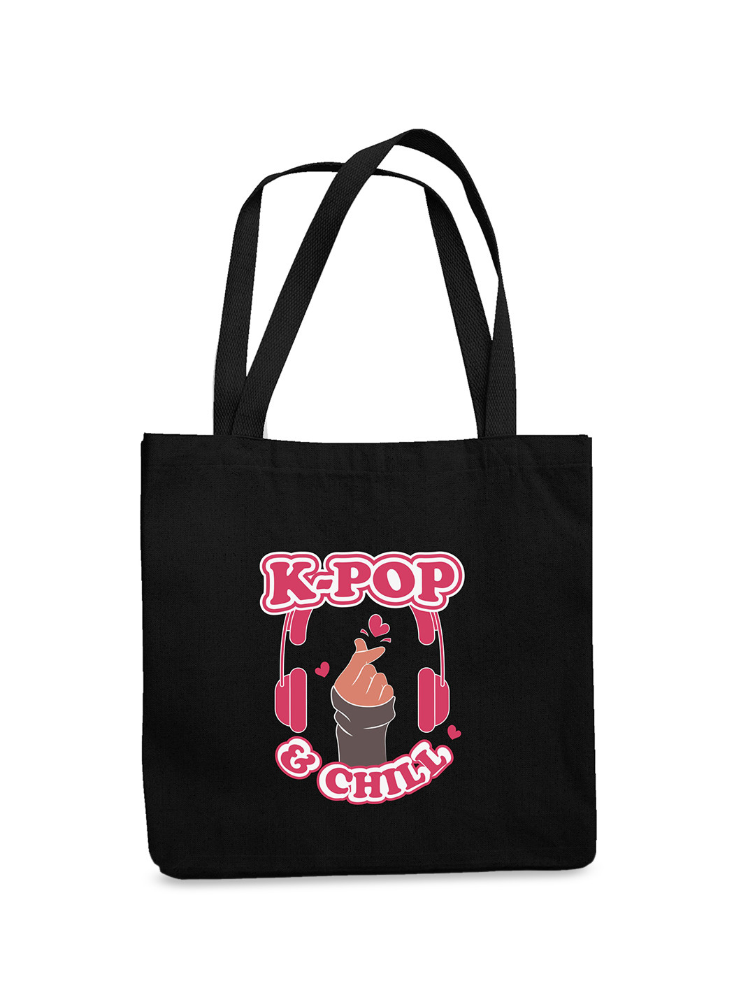 

THEYAYACAFE K-POP Printed Shopper Tote Bag, Black