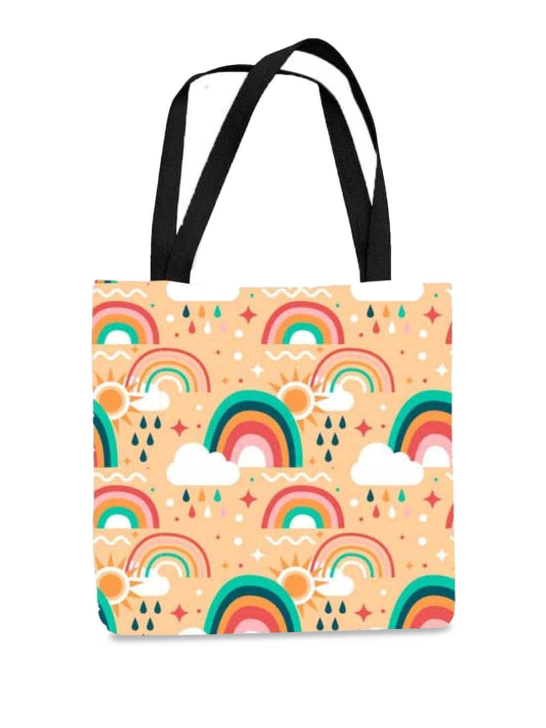 

THEYAYACAFE Graphic Printed Shopper Tote Bag, Beige