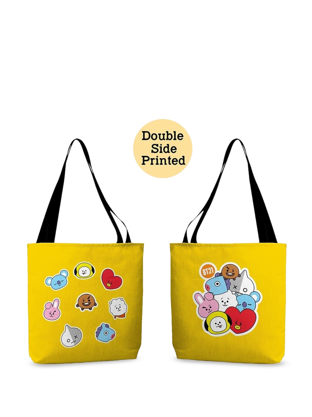 

THEYAYACAFE Graphic Printed Structured Tote Bag, Yellow