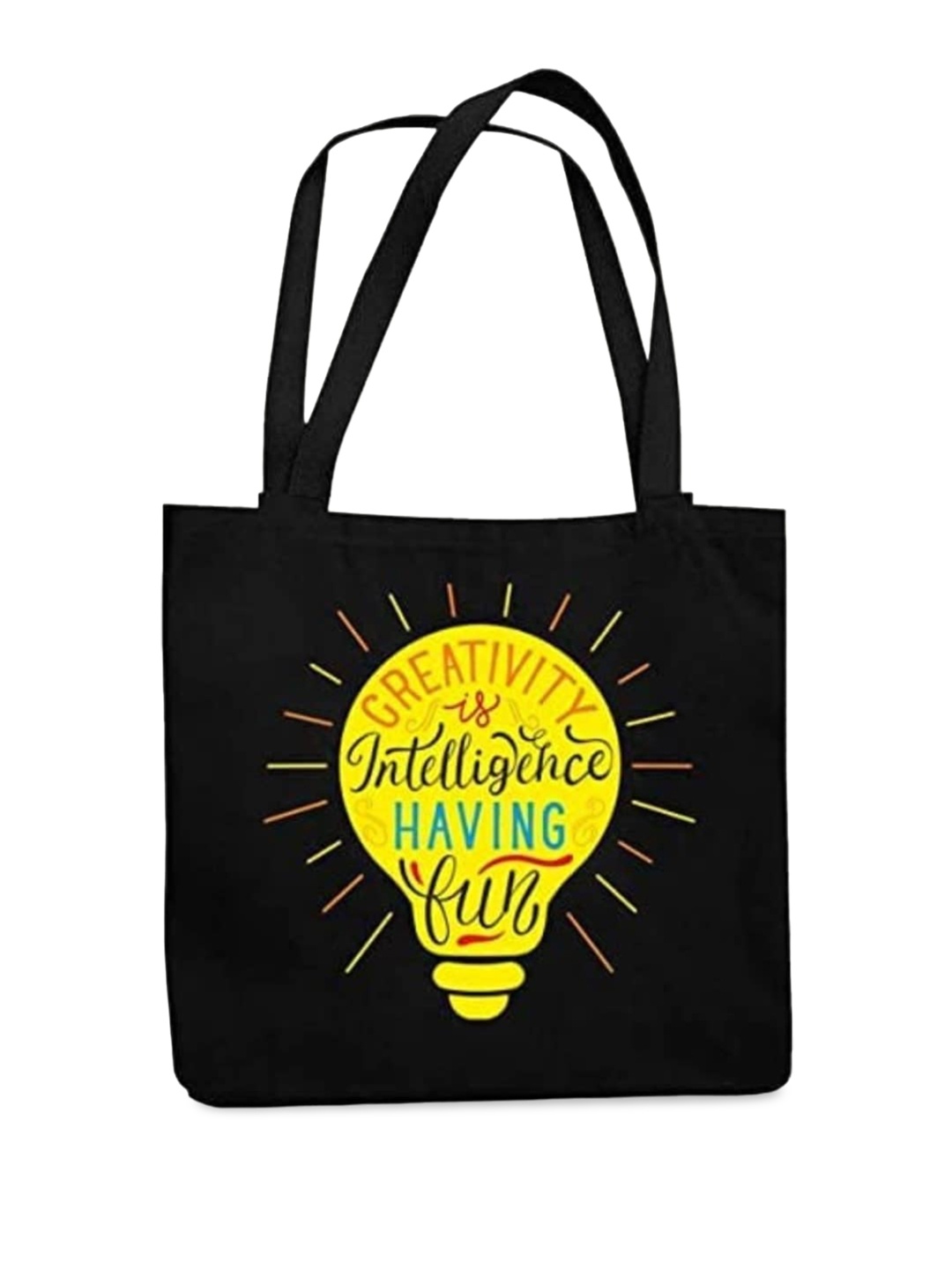 THEYAYACAFE Graphic Printed Shopper Tote Bag, Black
