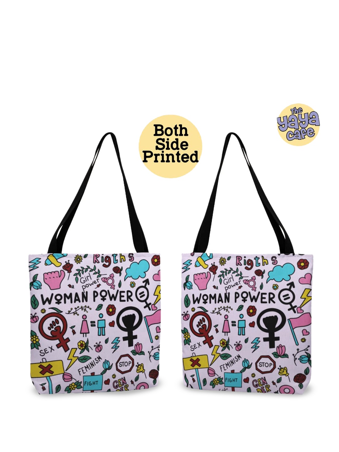 

THEYAYACAFE Graphic Printed Shopper Tote Bag, Pink