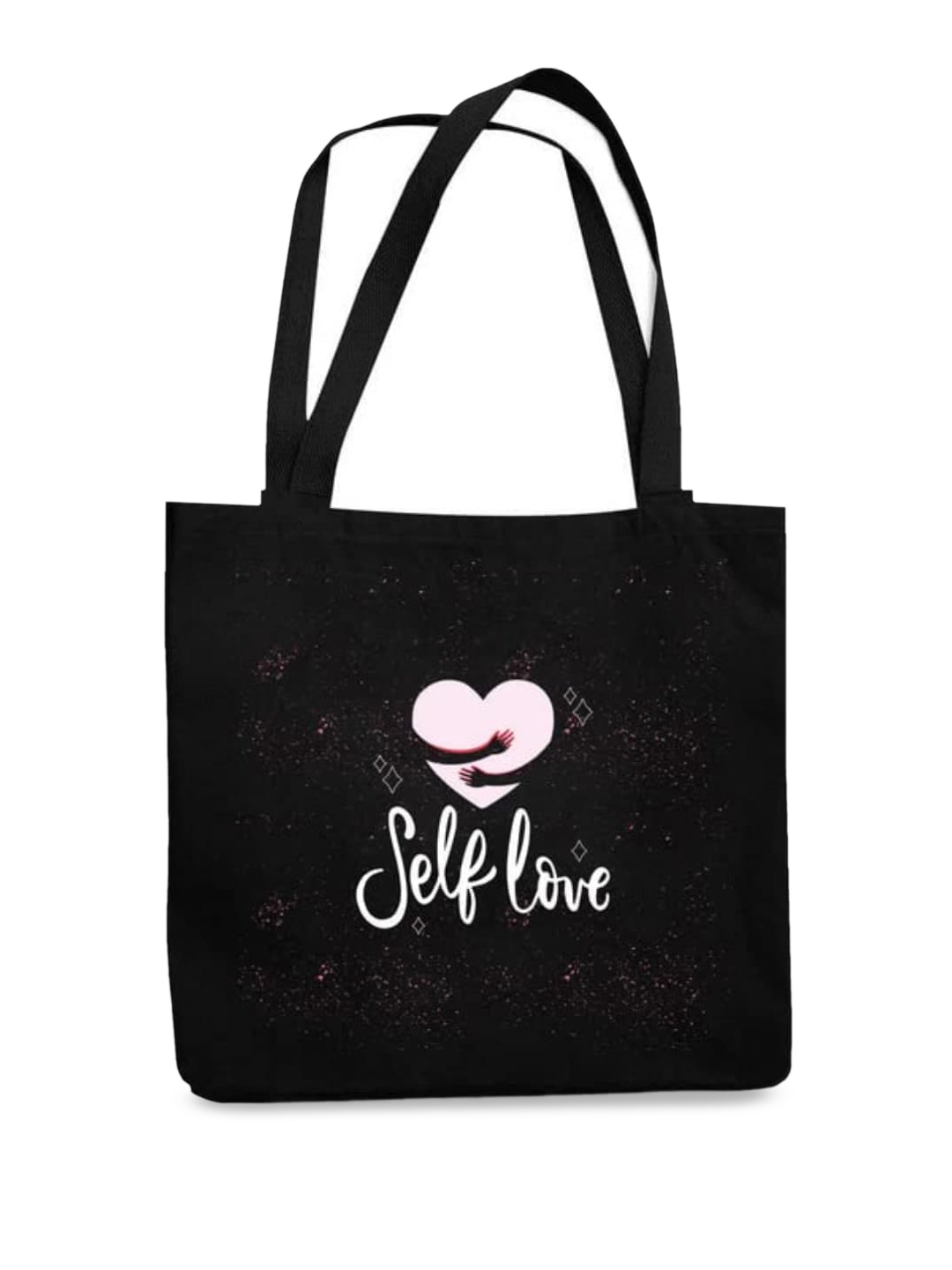 

THEYAYACAFE Typography Printed Shopper Tote Bag, Black