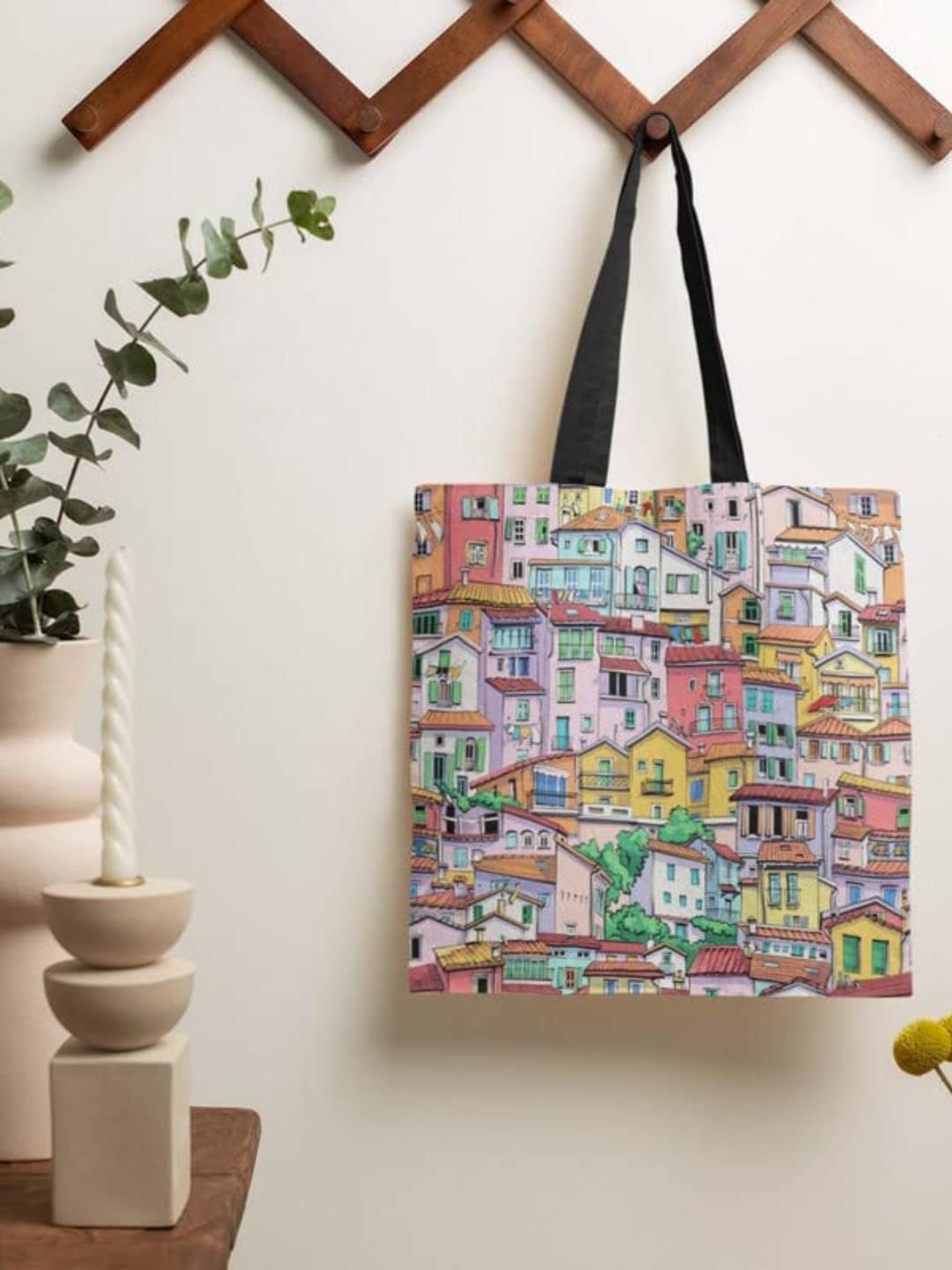 

THEYAYACAFE Graphic Printed Oversized Shopper Tote Bag, Yellow