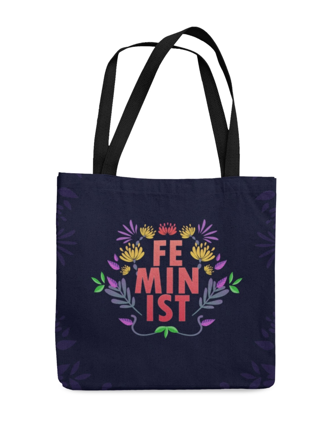 

THEYAYACAFE Floral Printed Oversized Shopper Handheld Bag, Navy blue