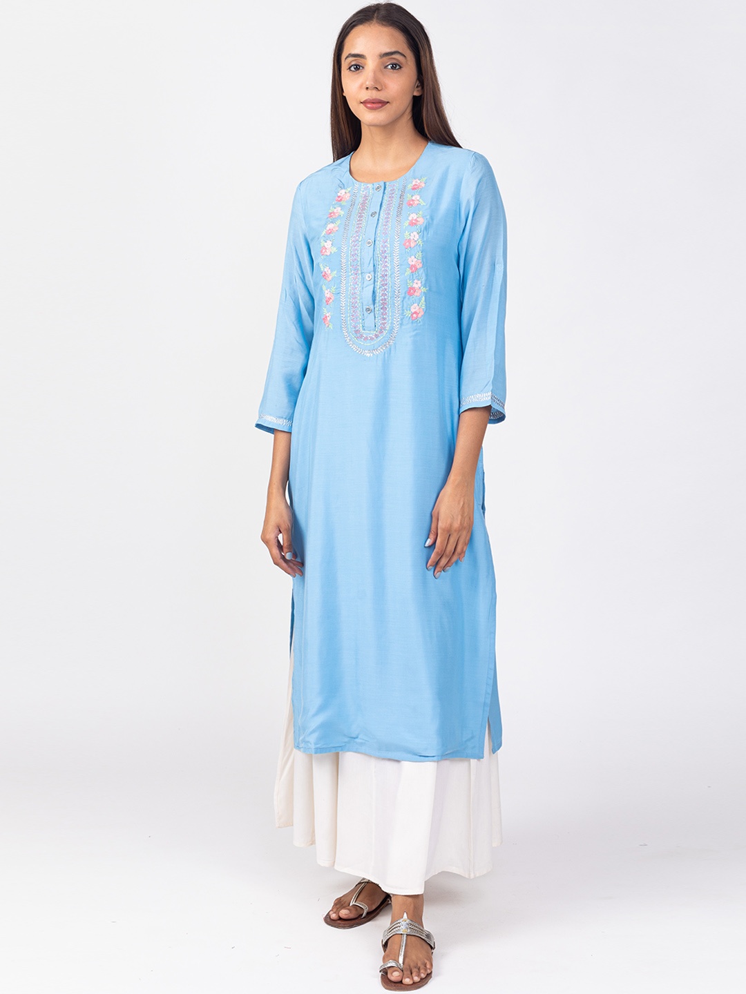 

KASYA Ethnic Motifs Yoke Design Kurta, Blue