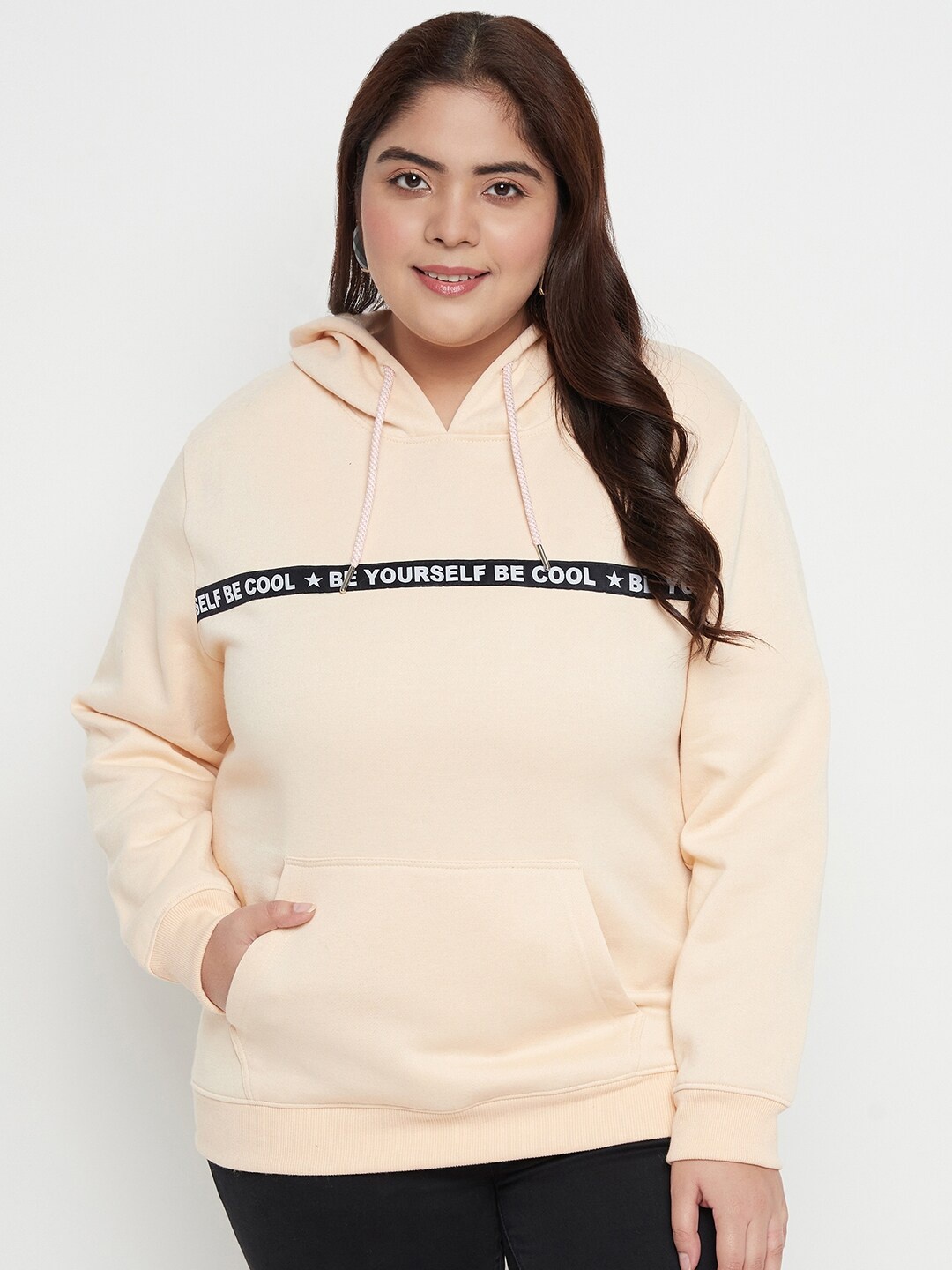 

AUSTIVO Plus Size Hooded Fleece Sweatshirt, Cream