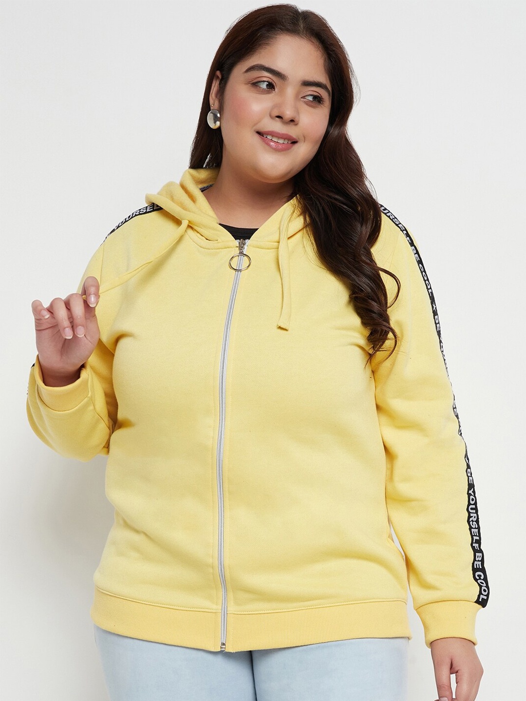 

AUSTIVO Plus Size Hooded Fleece Sweatshirt, Yellow