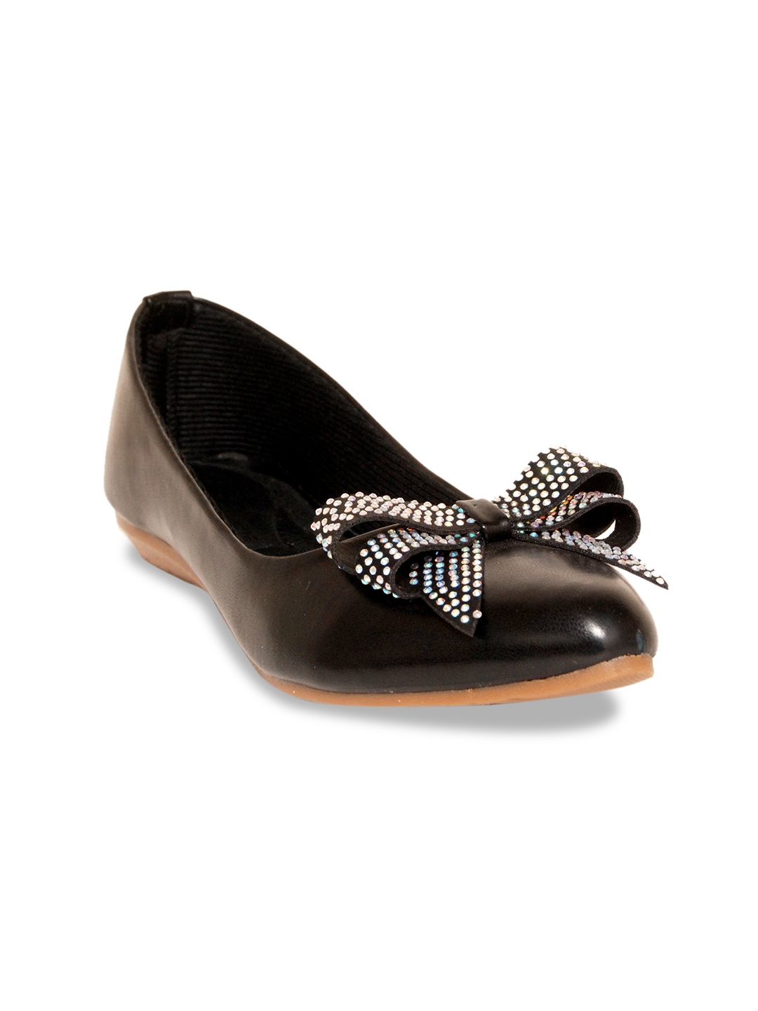 

Glitzy Galz Pointed Toe Ballerinas With Bows, Black