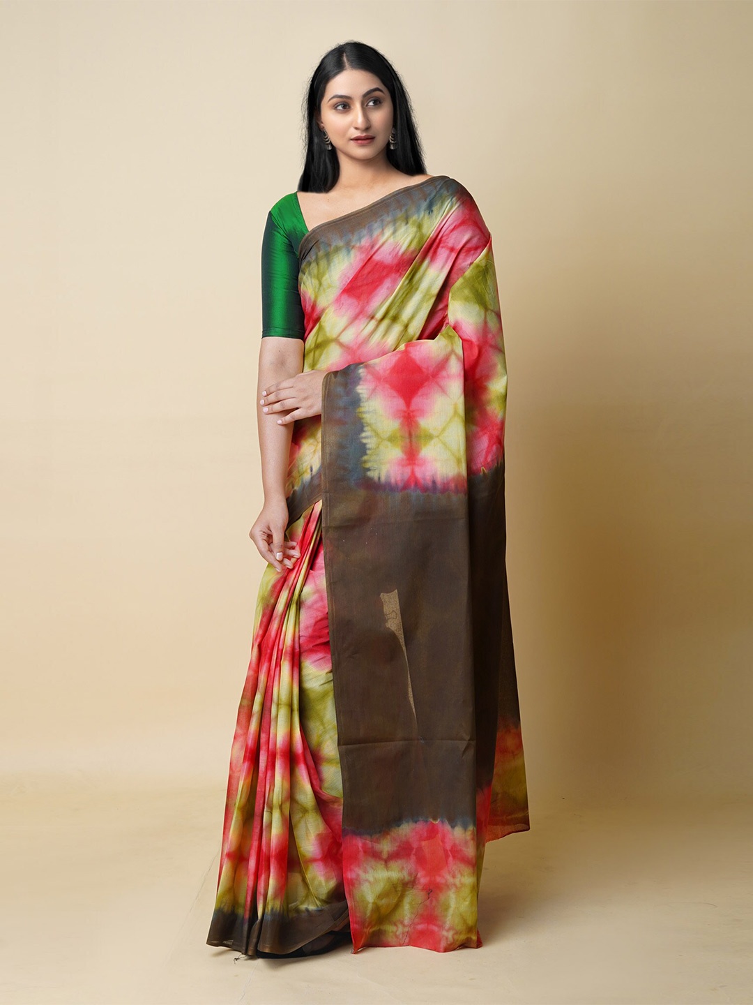 

Unnati Silks Tie and Dye Pure Cotton Saree, Red