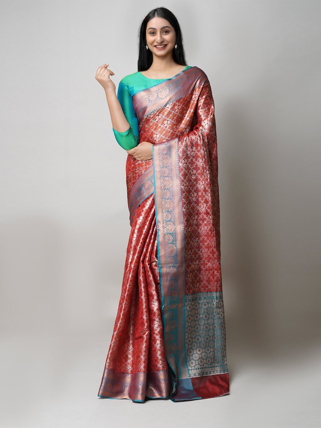 

Unnati Silks Floral Woven Design Zari Banarasi Saree, Burgundy