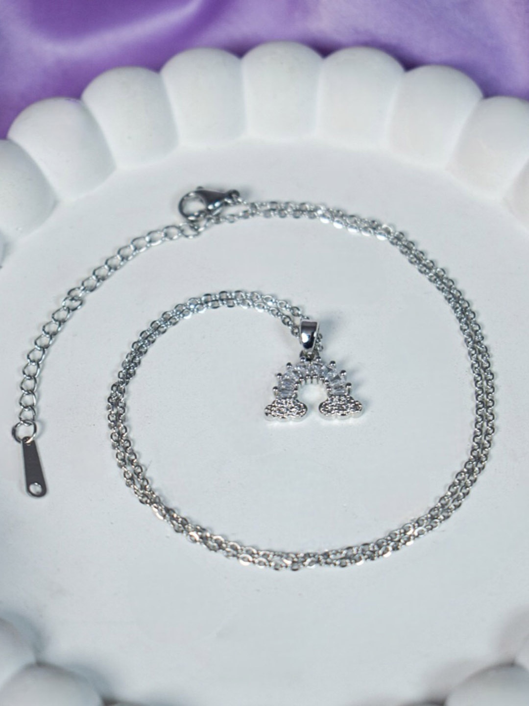 

SALTY Artificial Stones Minimal Necklace, Silver