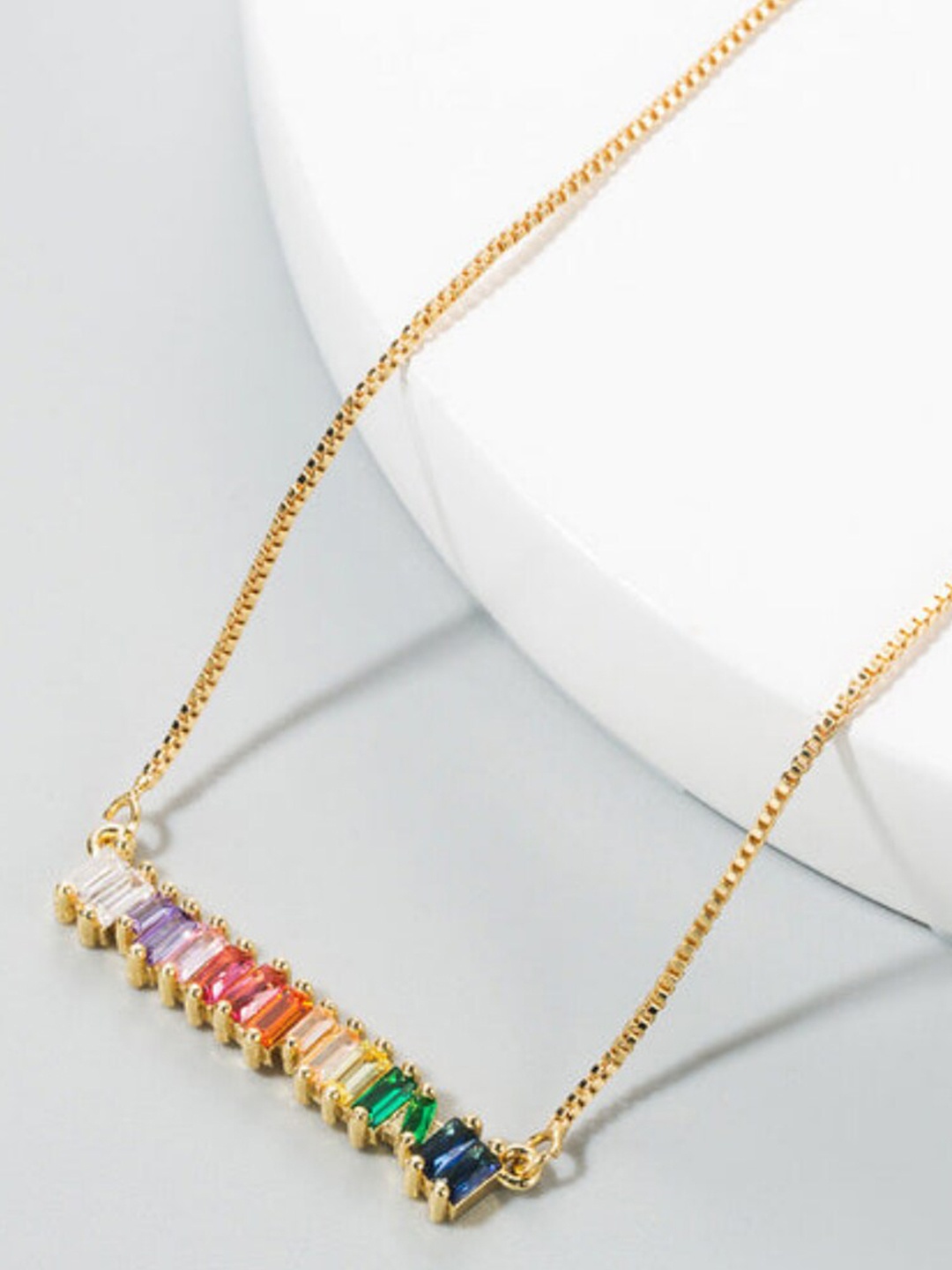 

SALTY Stainless Steel Stone Studded Necklace, Gold