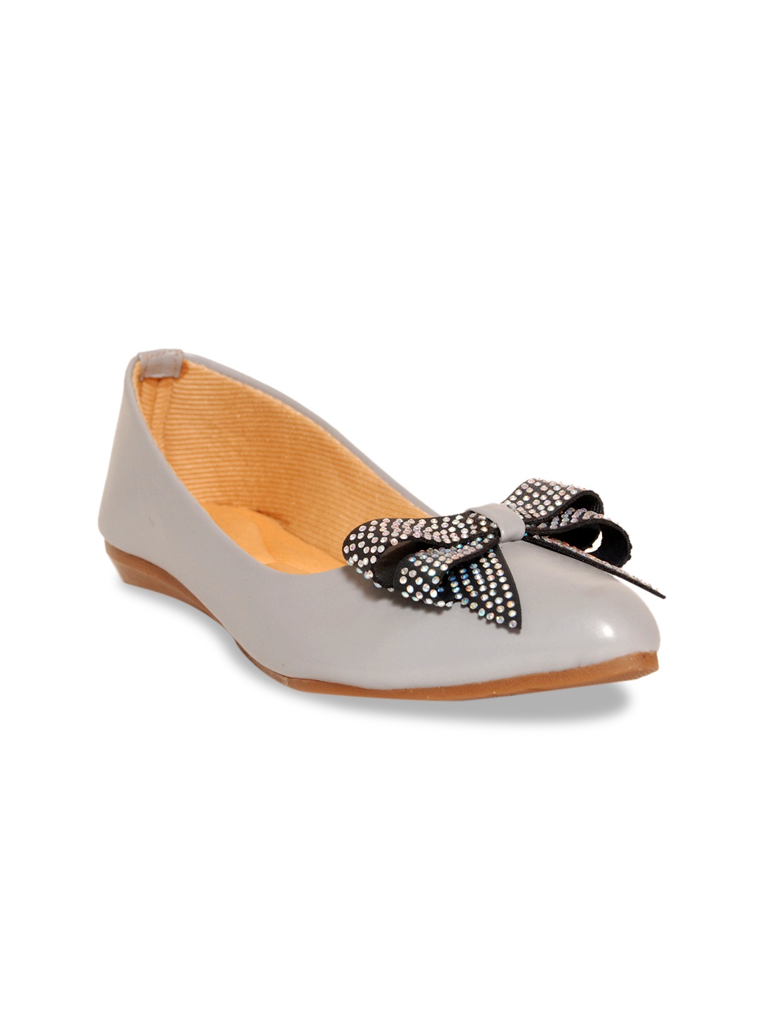 

Glitzy Galz Bow Embellished Ballerinas, Grey