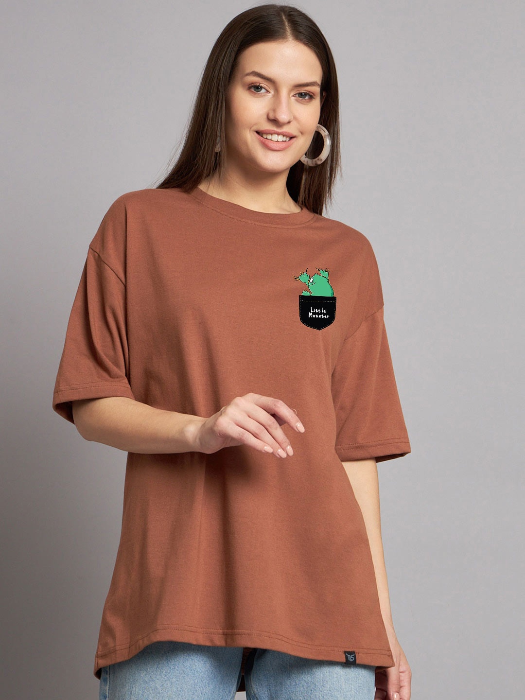 

The Modern Soul Oversized Round Neck T-shirt, Brown