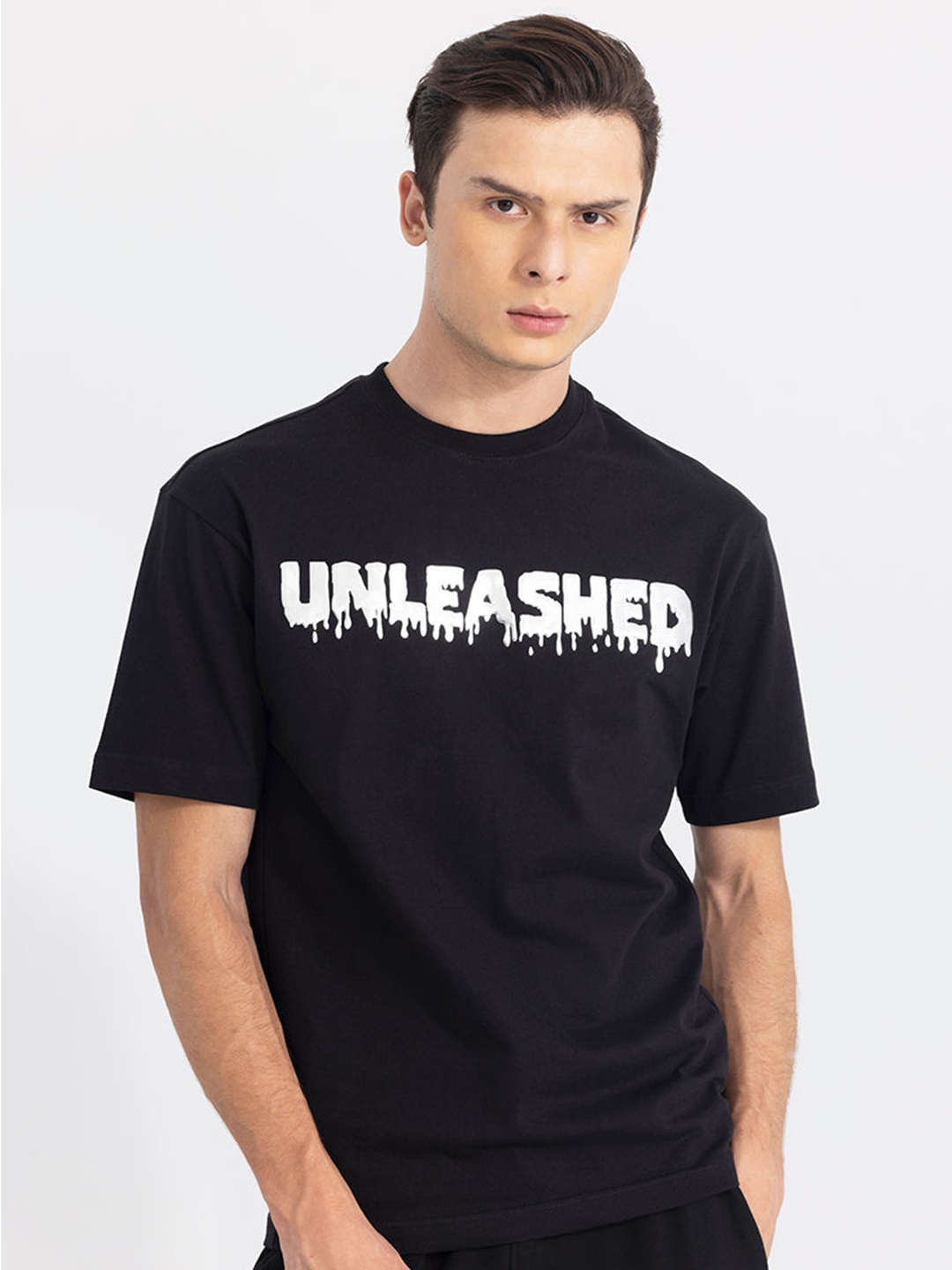 

Snitch Typography Printed Slim Fit Pure Cotton T-shirt, Black