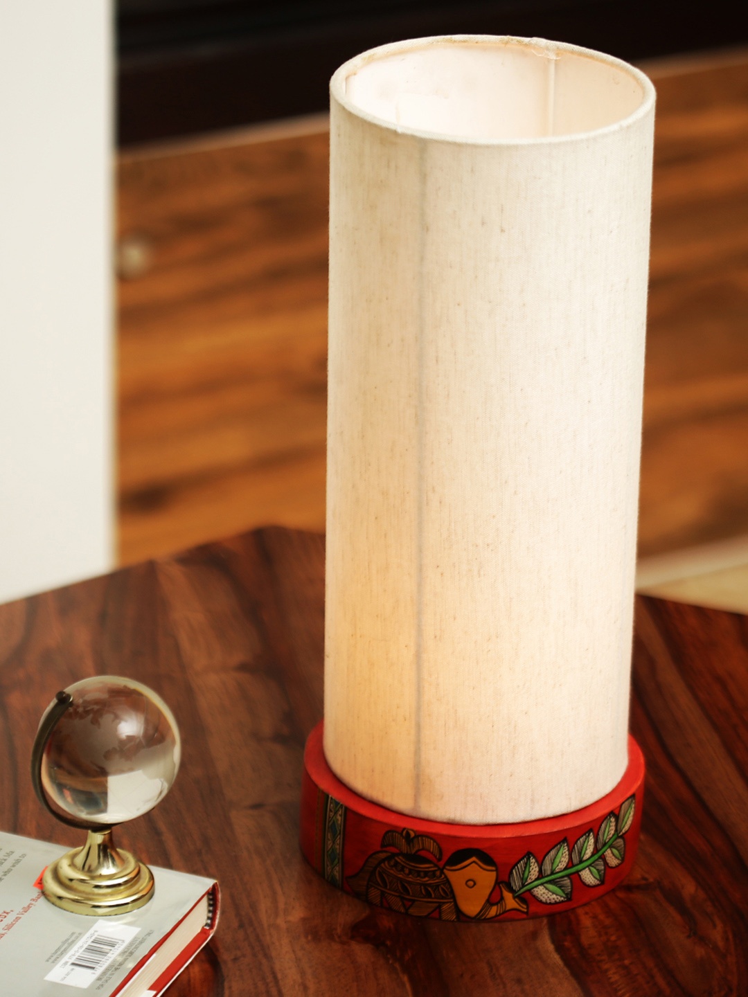 

ExclusiveLane Rust Red & Cream-Coloured Handcrafted & Hand-Painted Column Table Lamp