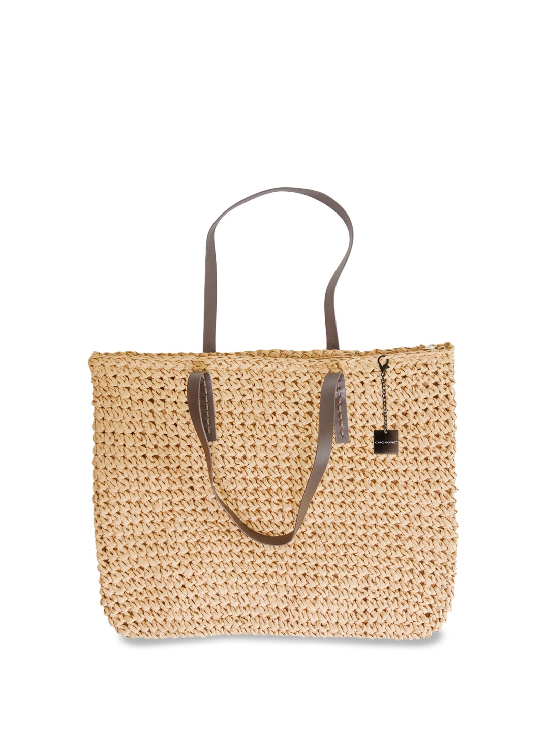 

CHOKORE Brown Shopper Shoulder Bag with Cut Work