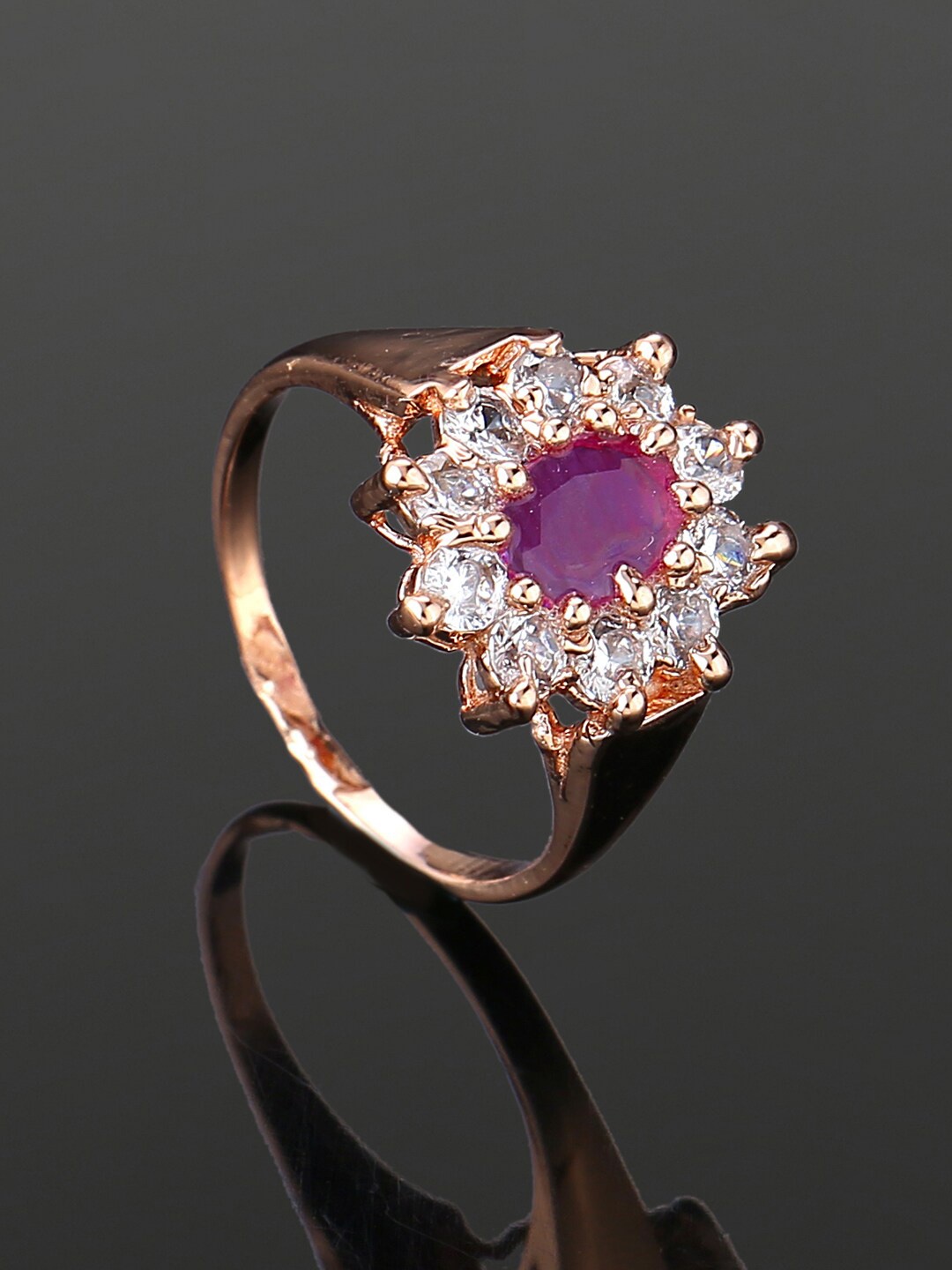 

Estele Rose Gold-plated CZ-studded Finger Ring
