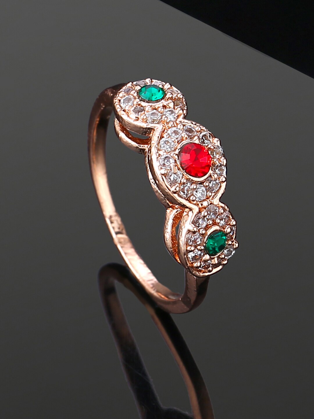 

Estele Rose Gold-plated CZ-studded Finger Ring