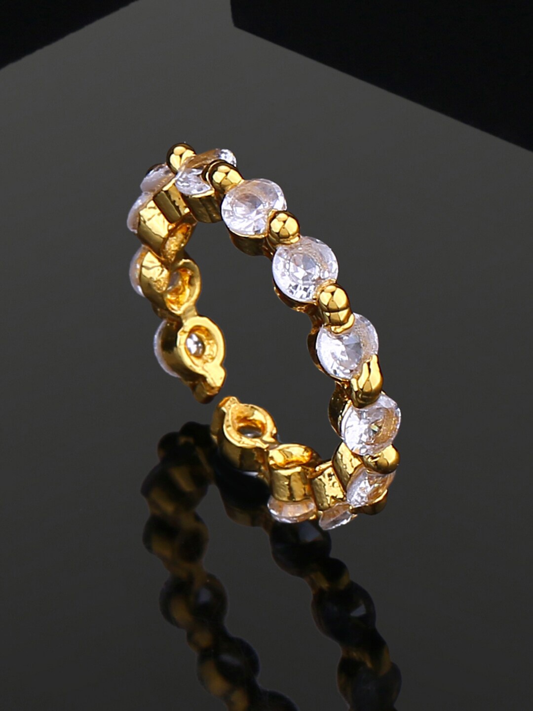 

Estele Gold-plated CZ-studded Finger Ring