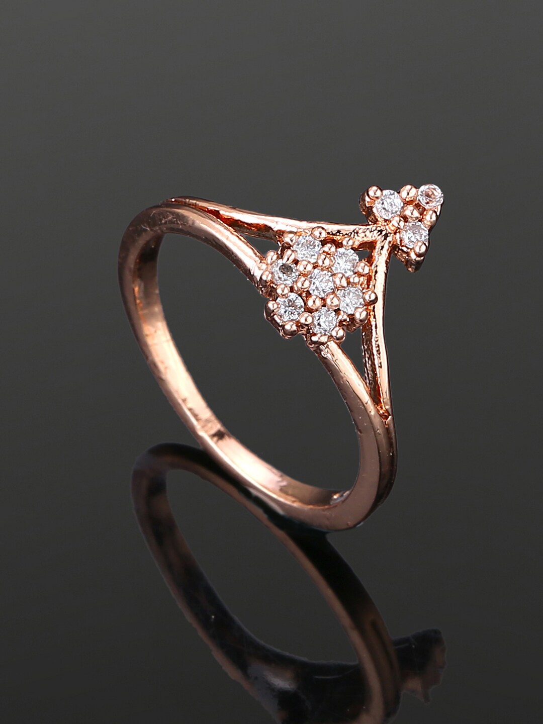 

Estele Rose Gold-plated CZ-studded Finger Ring