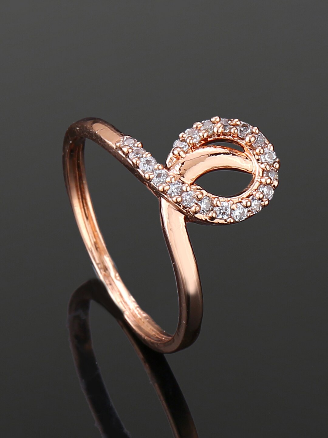 

Estele Rose Gold-plated Cubic Zirconia Studded Finger Ring