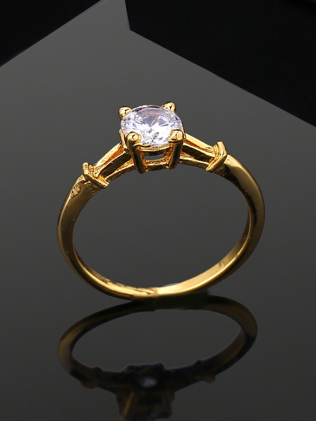 

Estele Gold Plated Cubic Zirconia Studded Finger Ring