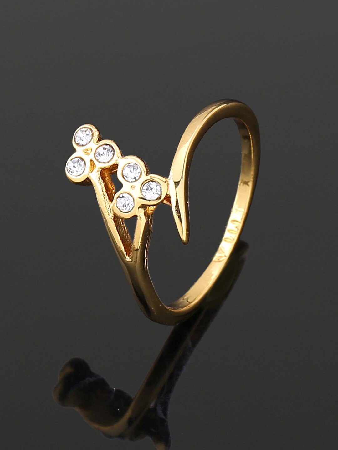 

Estele Gold-Plated Crystal-Studded Finger Ring