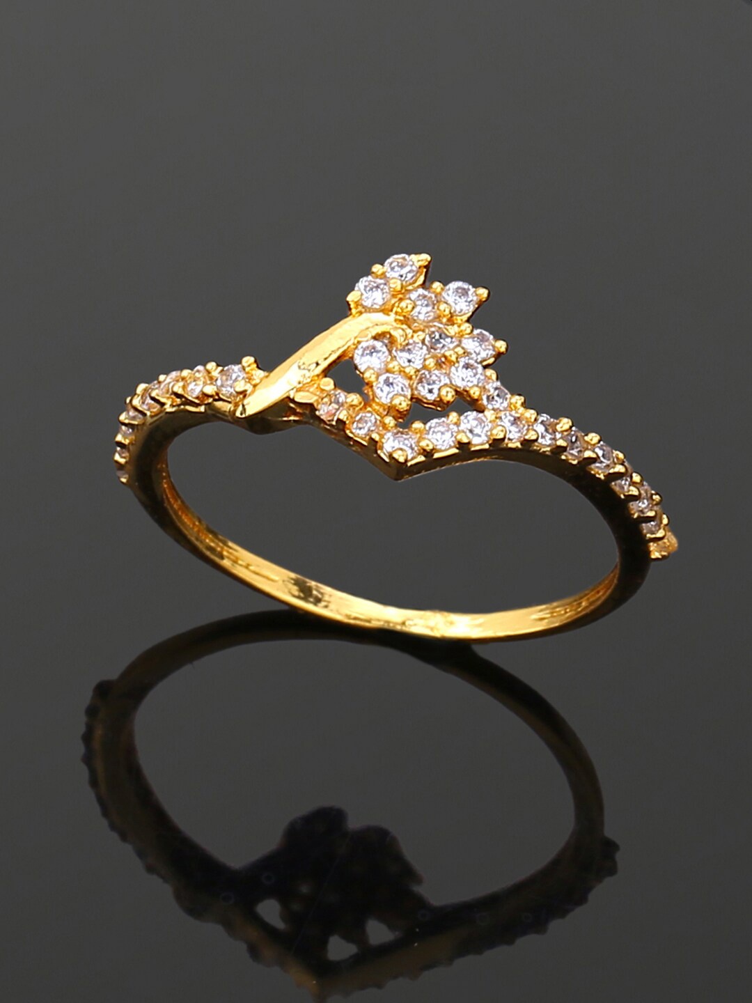 

Estele Gold-Plated Cubic Zirconia-studded Finger Ring