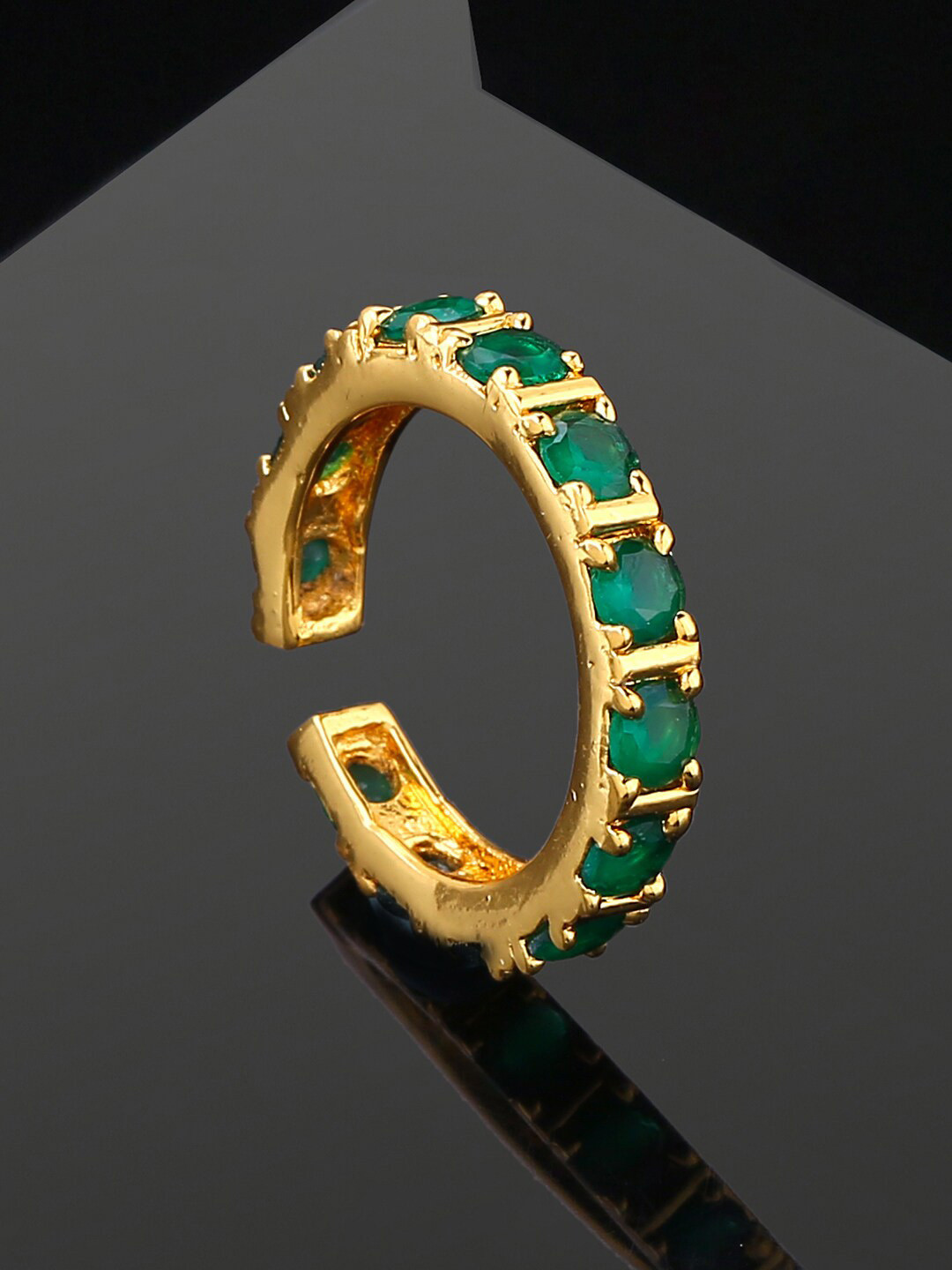 

Estele Gold Plated CZ-studded Finger Ring