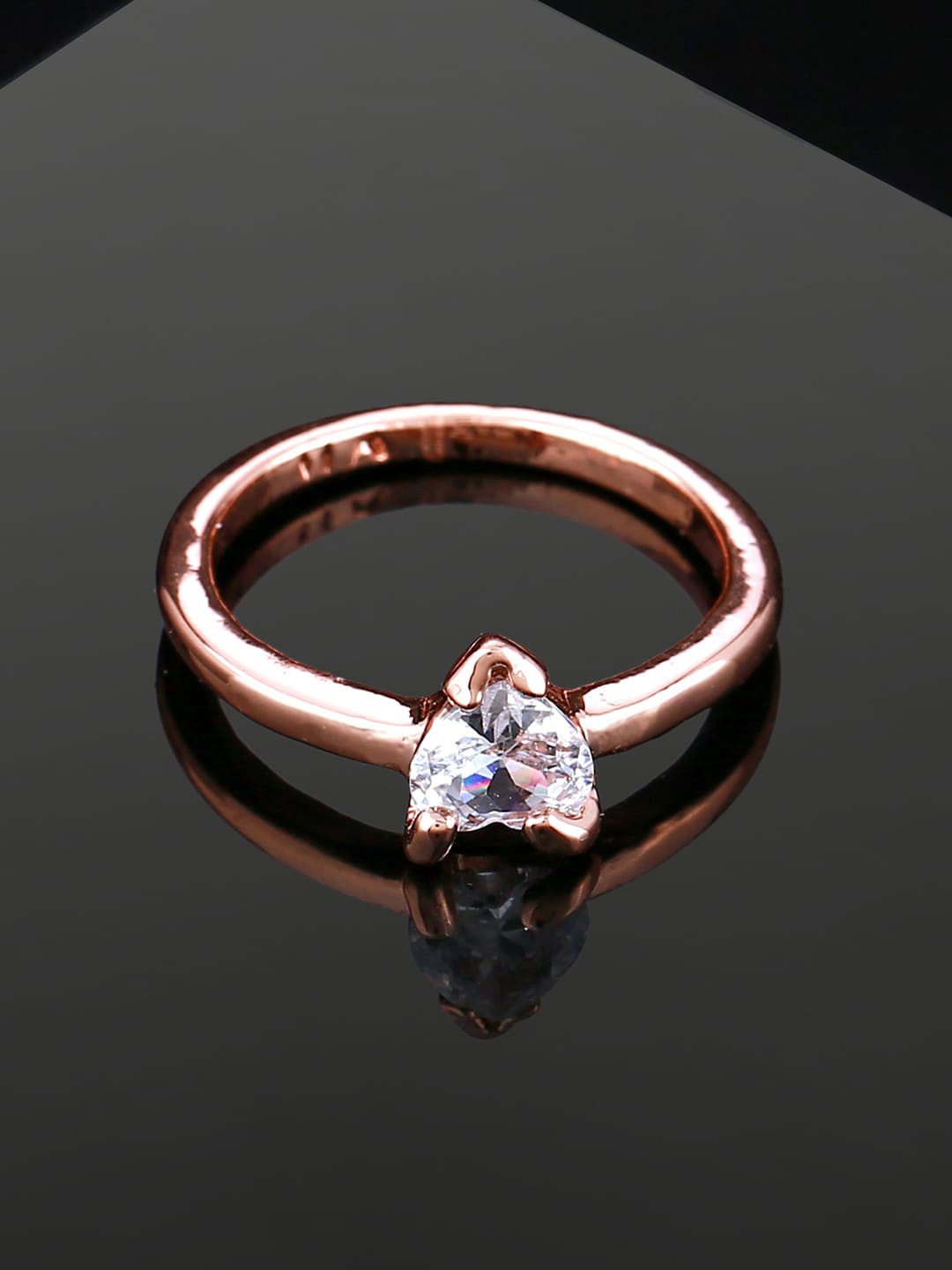 

Estele Rose Gold Plated Crystal-studded Finger Ring