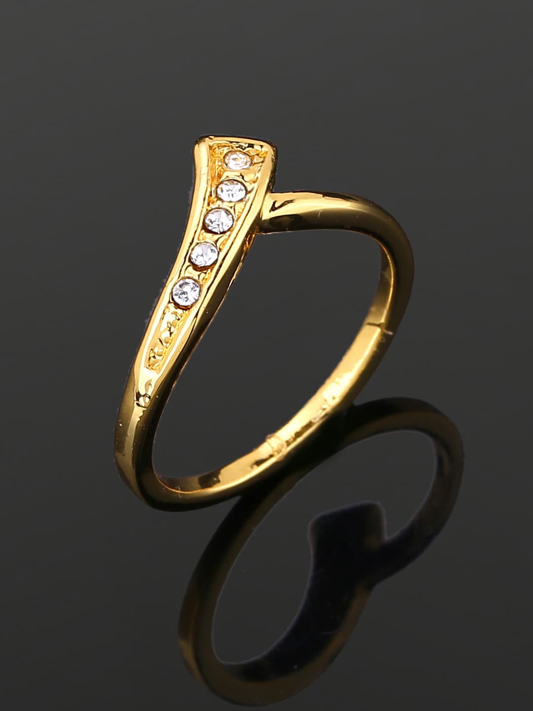 

Estele Gold-Plated Crystal-Studded Finger Ring