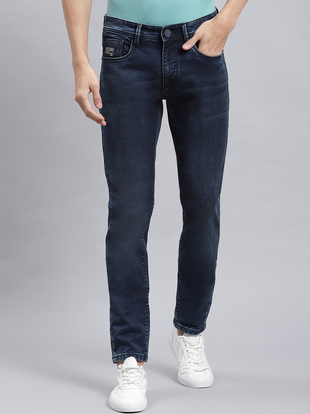 

Monte Carlo Men Smart Mid-Rise Skinny Fit Jeans, Navy blue