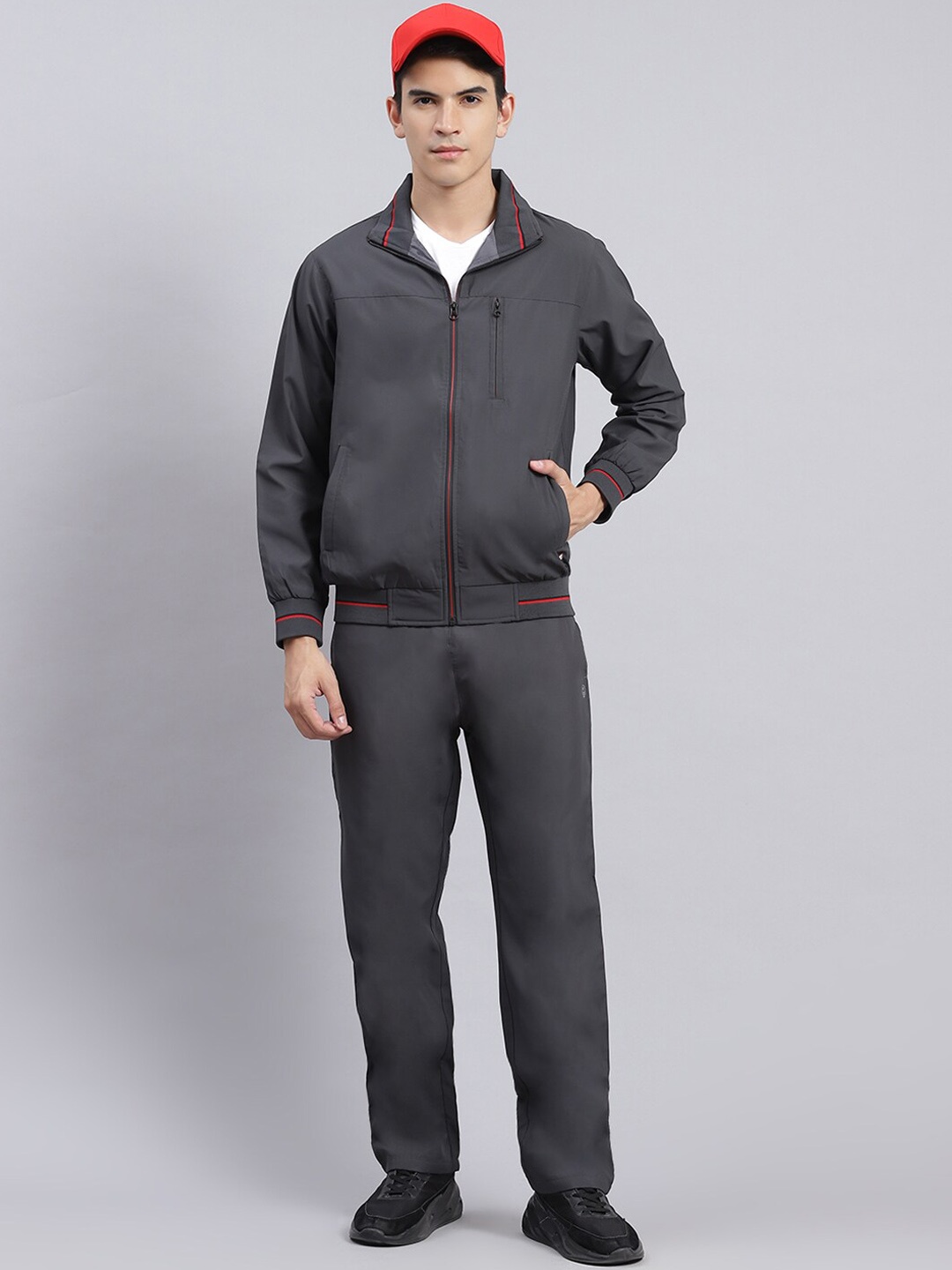 

Monte Carlo Contrast Detail Mock Collar Tracksuits, Grey