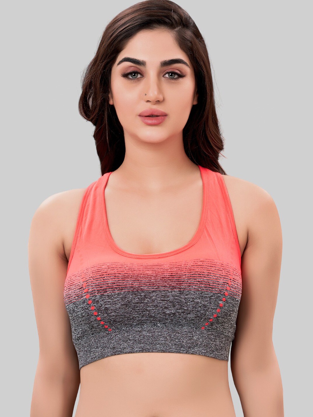 

PLUMBURY Printed Full Coverage Removable Padded Rapid-Dry Sports Bra With All Day Comfort, Red