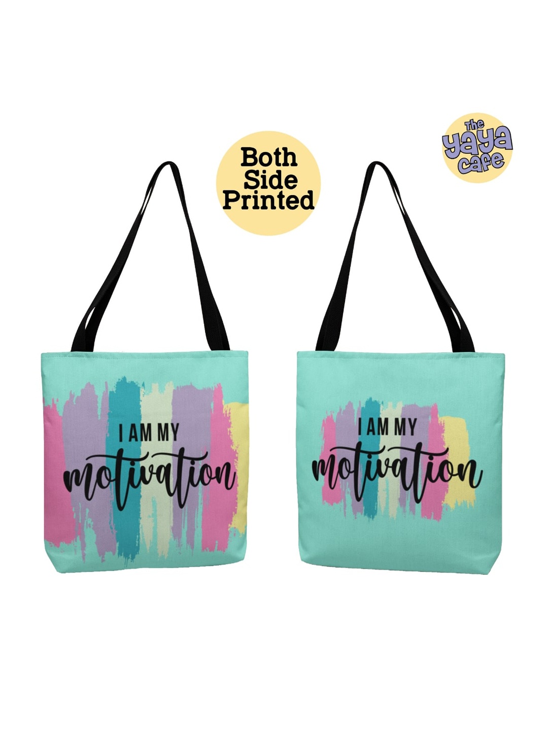 

THEYAYACAFE Typography Printed Shopper Tote Bag, Green
