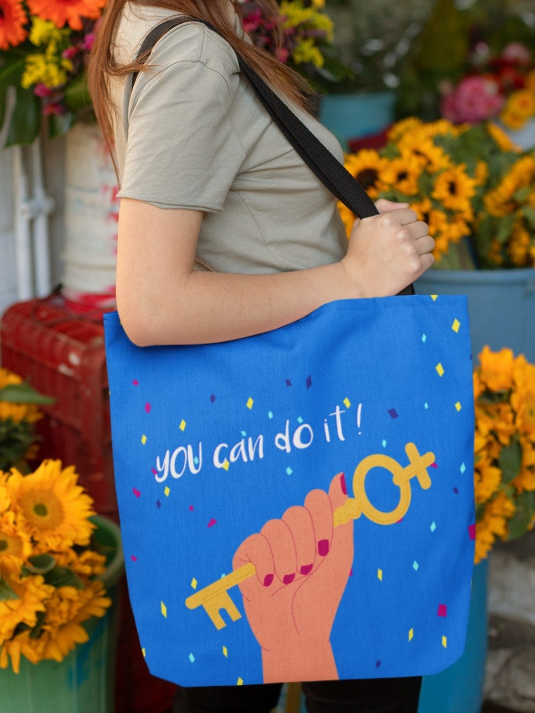 

THEYAYACAFE Graphic Printed Shopper Shoulder Bag, Blue