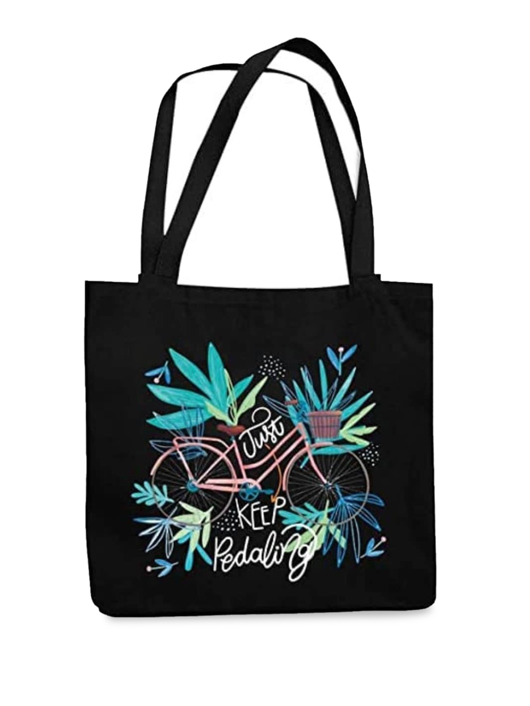 THEYAYACAFE Graphic Printed Shopper Tote Bag, Black