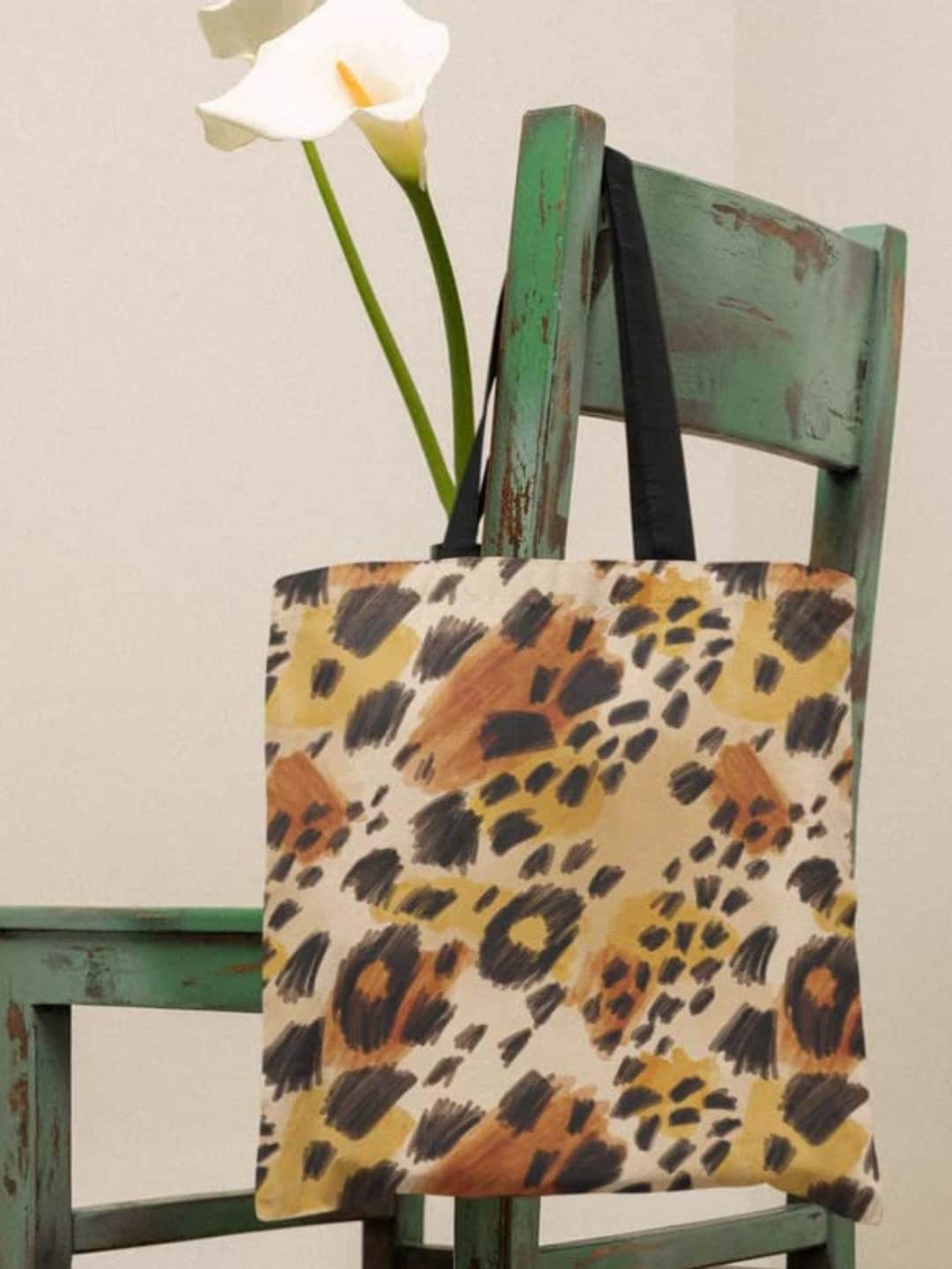 

THEYAYACAFE Animal Printed Shopper Tote Bag, Beige