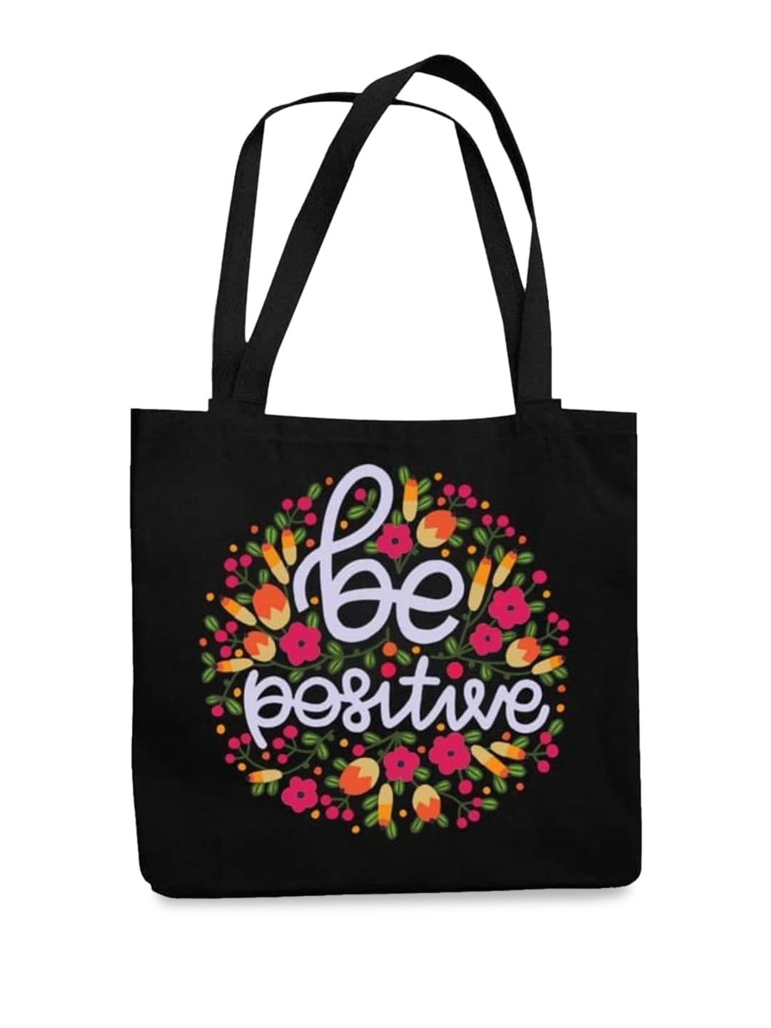 

THEYAYACAFE Typography Printed Shopper Tote Bag, Black