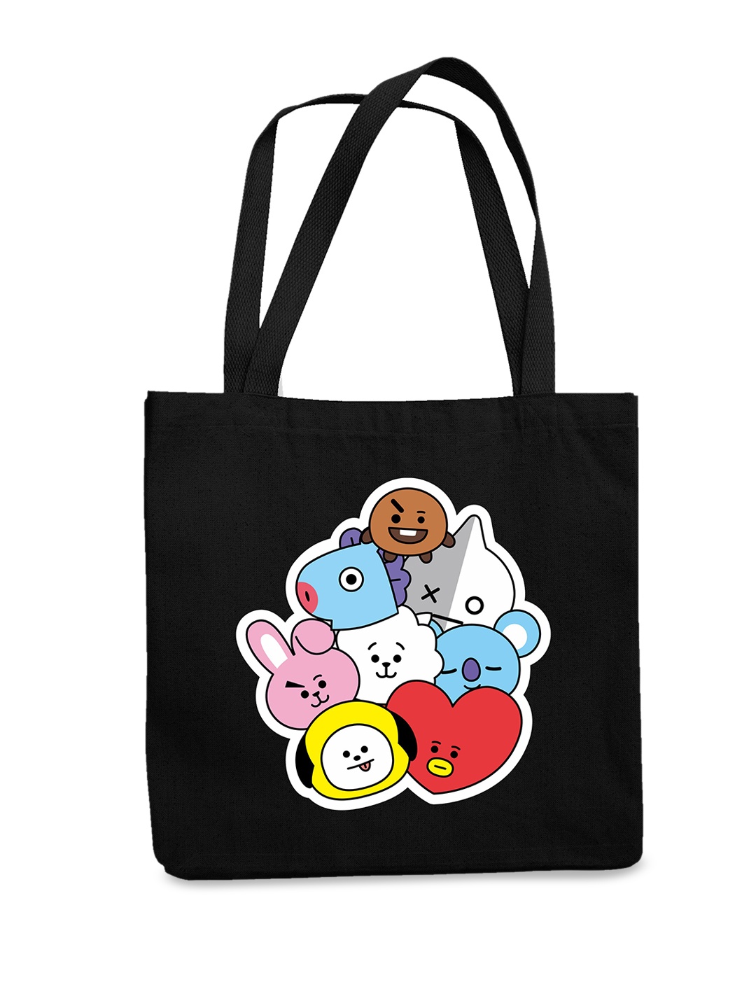 

THEYAYACAFE Graphic Printed Shopper Tote Bag, Black