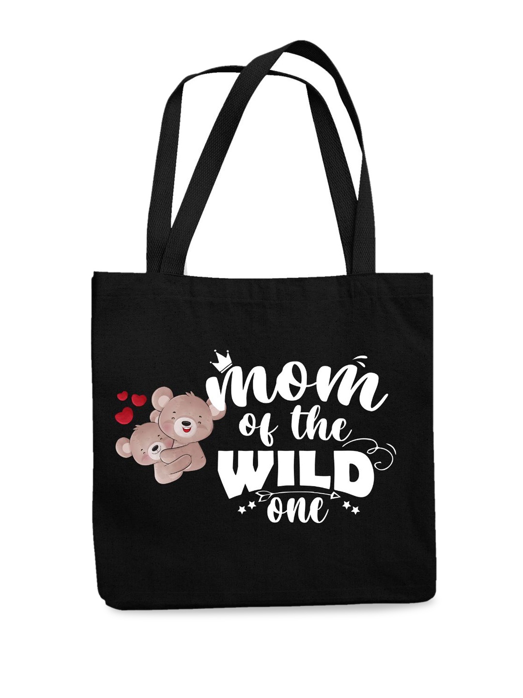 THEYAYACAFE Typography Printed Shopper Tote Bag, Black