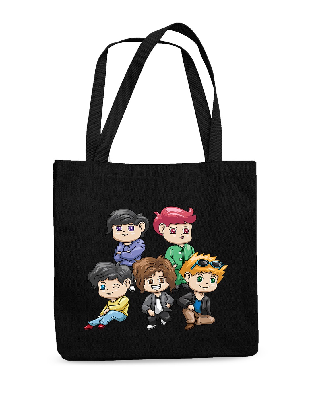 

THEYAYACAFE Graphic Printed Shopper Tote Bag, Black