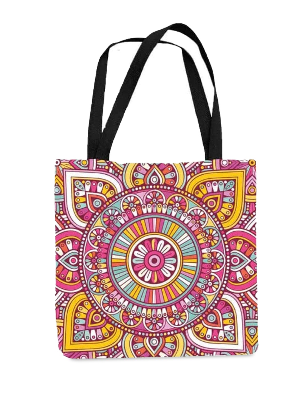

THEYAYACAFE Ethnic Motifs Printed Structured Tote Bag, Pink