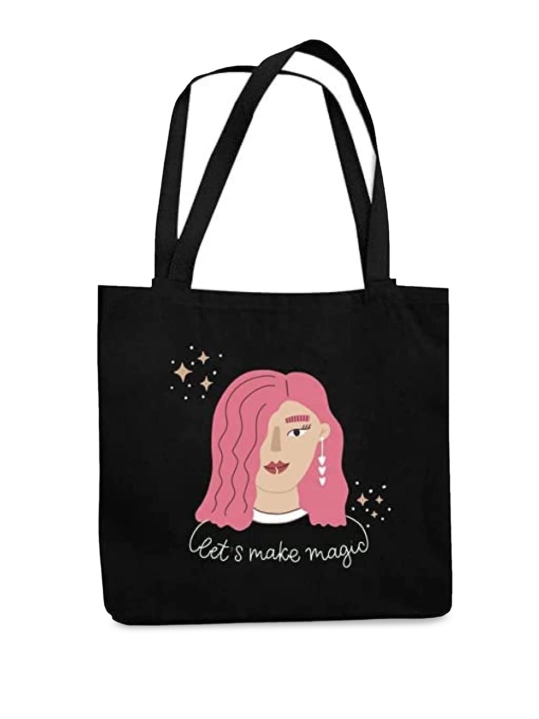 

THEYAYACAFE Graphic Printed Printed Shopper Tote Bag, Black