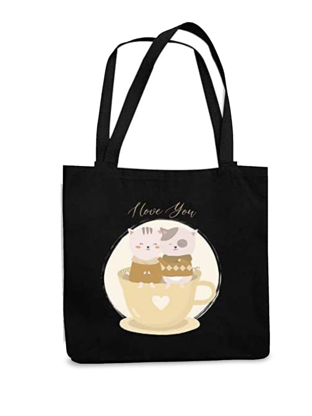 

THEYAYACAFE Graphic Printed Structured Tote Bag, Black
