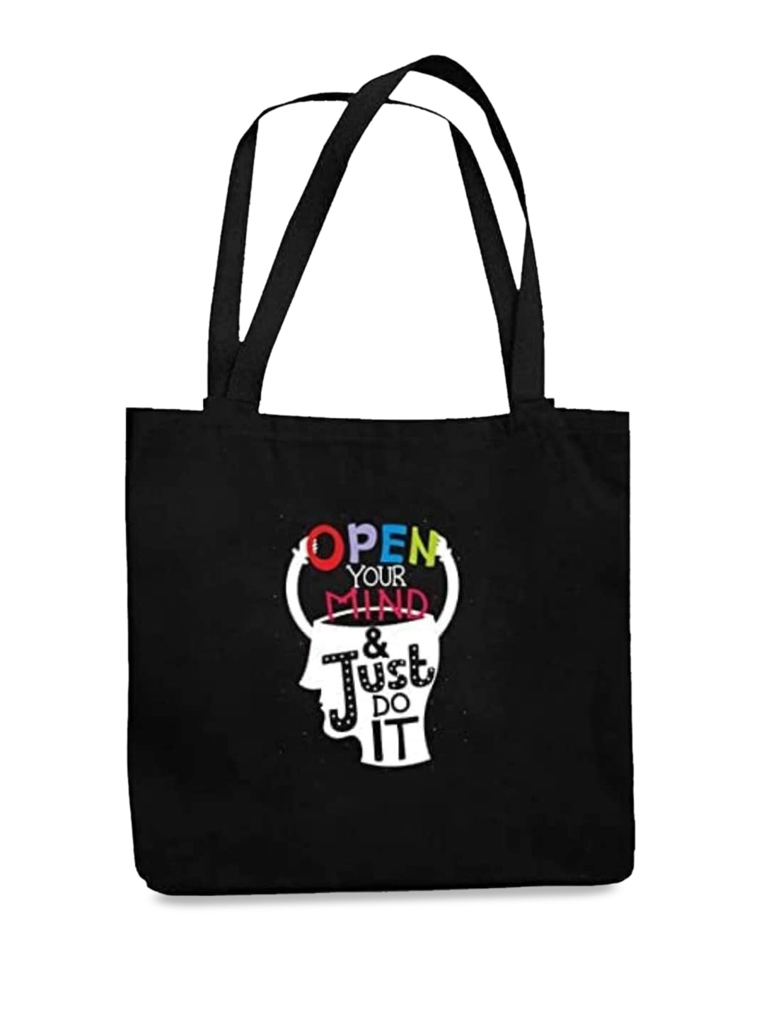 

THEYAYACAFE Typography Printed Oversized Shopper Tote Bag, Black