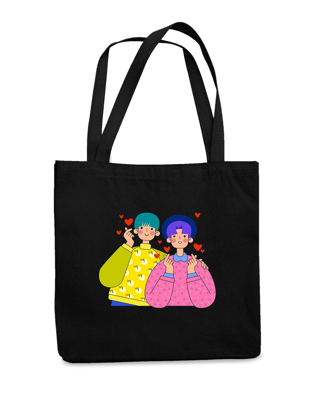 

THEYAYACAFE Graphic Printed Shopper Tote Bag, Black