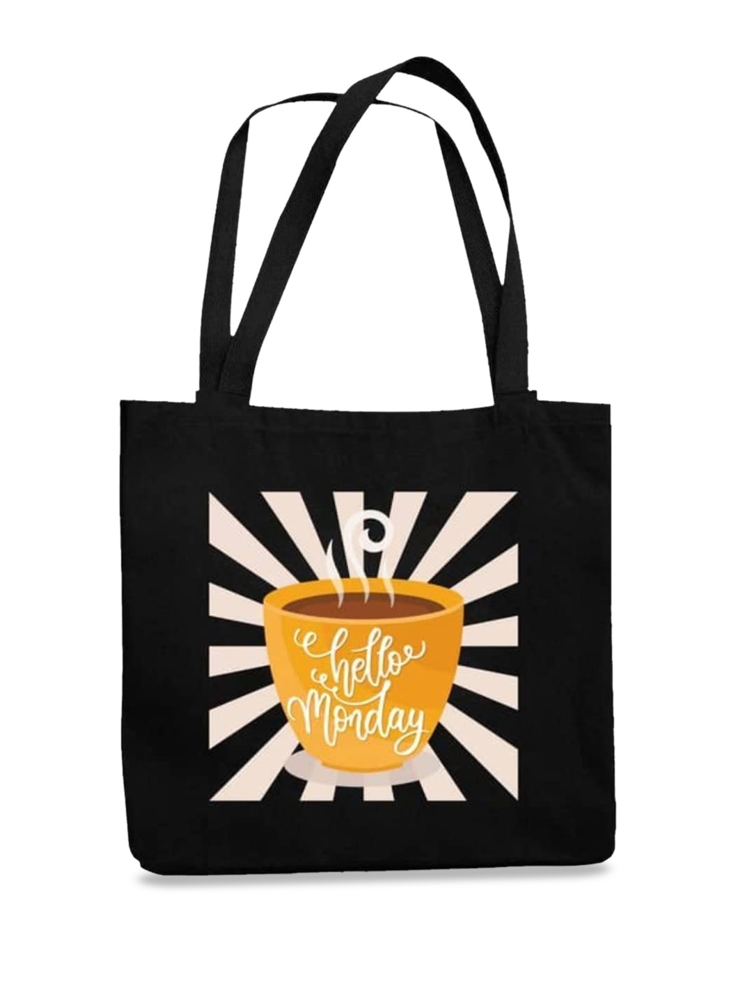 

THEYAYACAFE Graphic Printed Shopper Tote Bag, Black